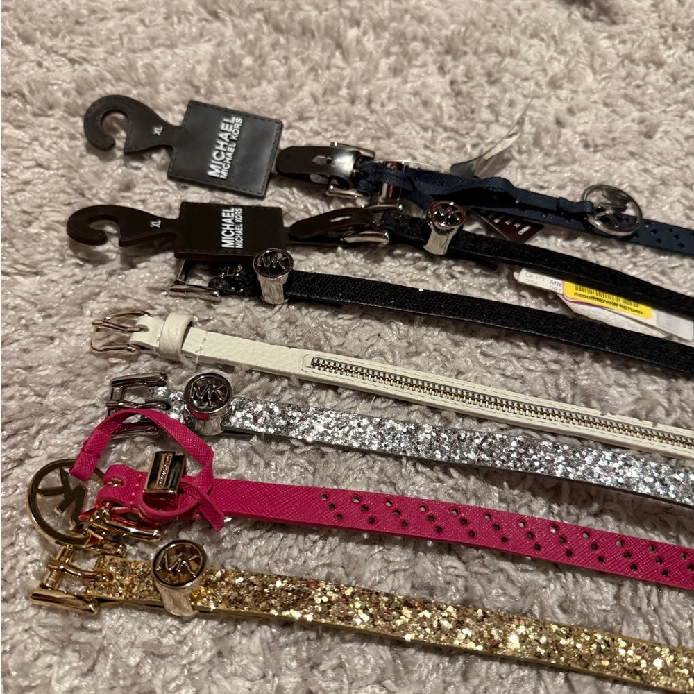 Michael Kors Gold, Pink, Silver, Black, and White Belts